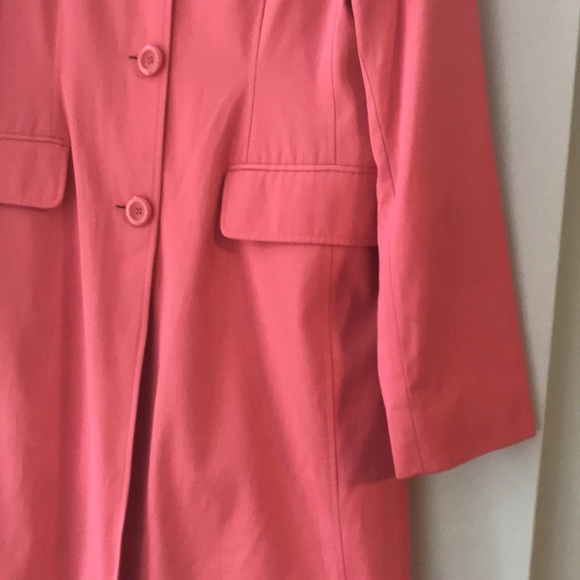 Talbots Coral Button Up Rain Trench Coat Size M - Picture 8 of 17
